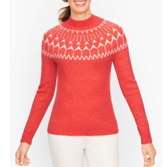 Talbots NWOT FAIR ISLE MOCKNECK SWEATER sz XL petite - Picture 1 of 7